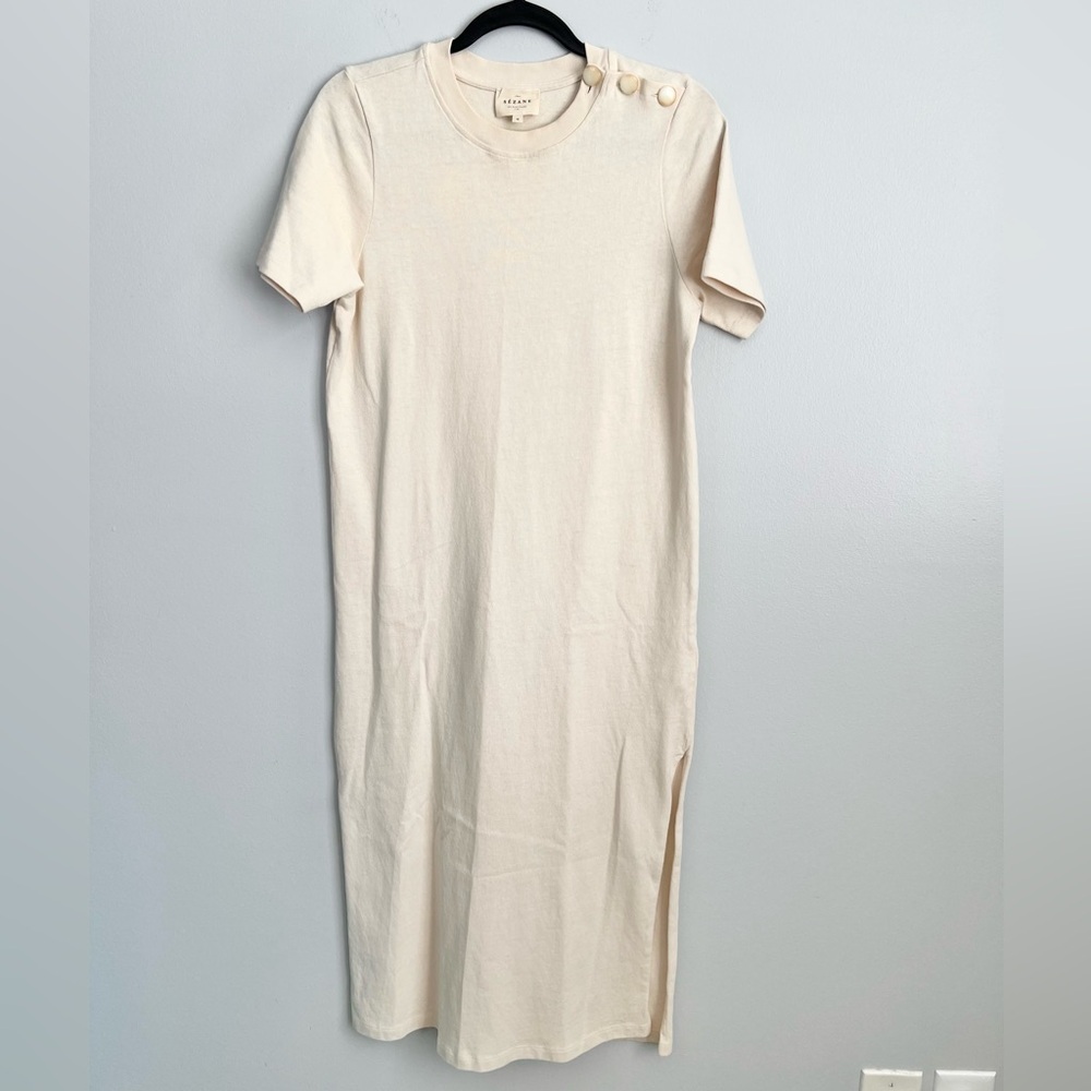 SEZANE Size M • Emy Cream Short Sleeve Cotton Midi Dress. - Picture 2 of 5
